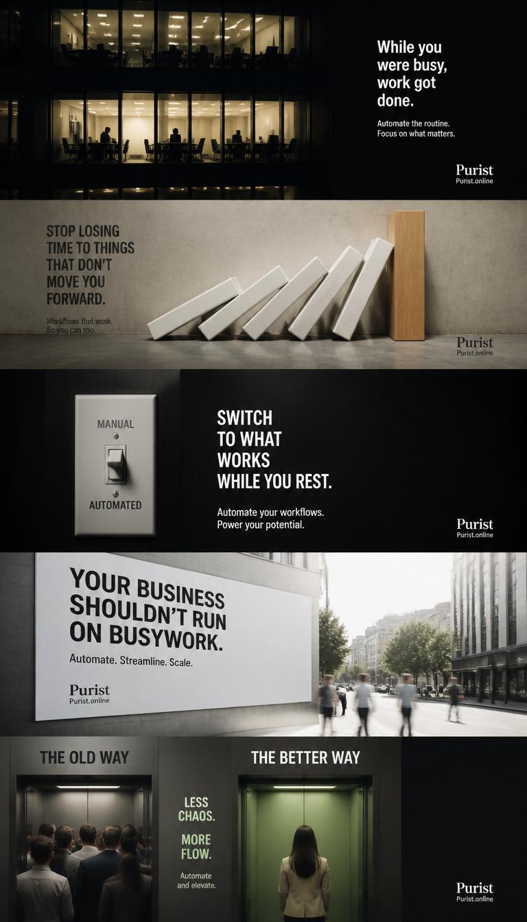 Great workflows are built not hoped for, Purist designs automation systems with precision and purpose