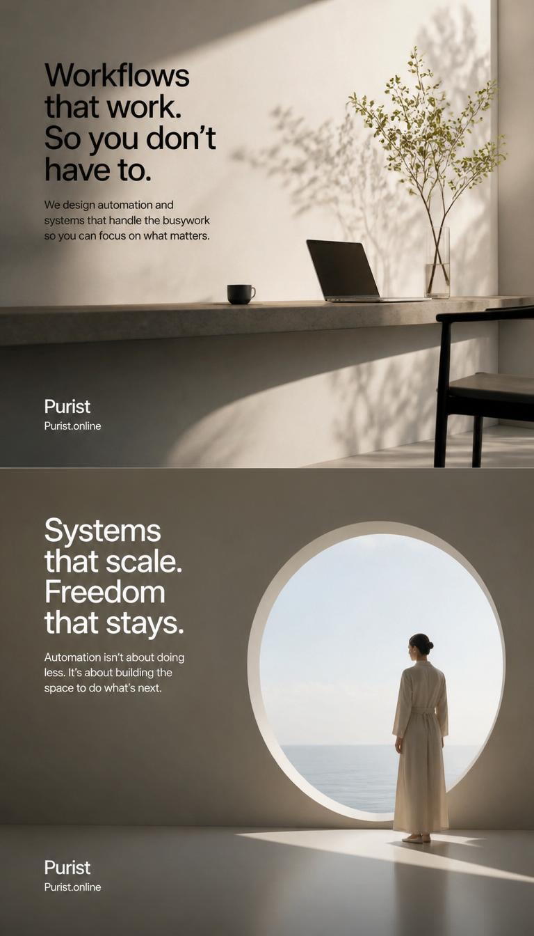 Workflows that work so you can think bigger, Purist automation frees headspace for strategy and growth