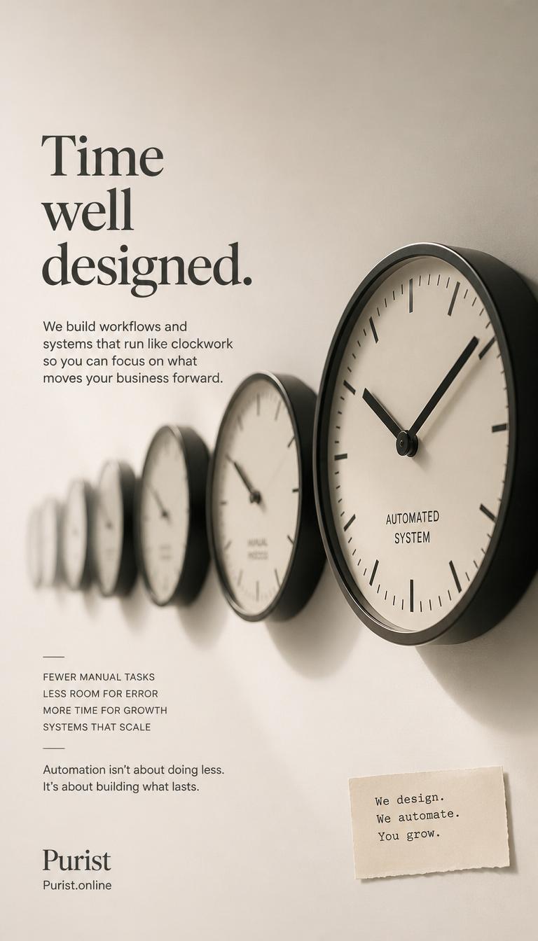 Systems that work so you can work less, Purist workflow automation for sustainable business growth