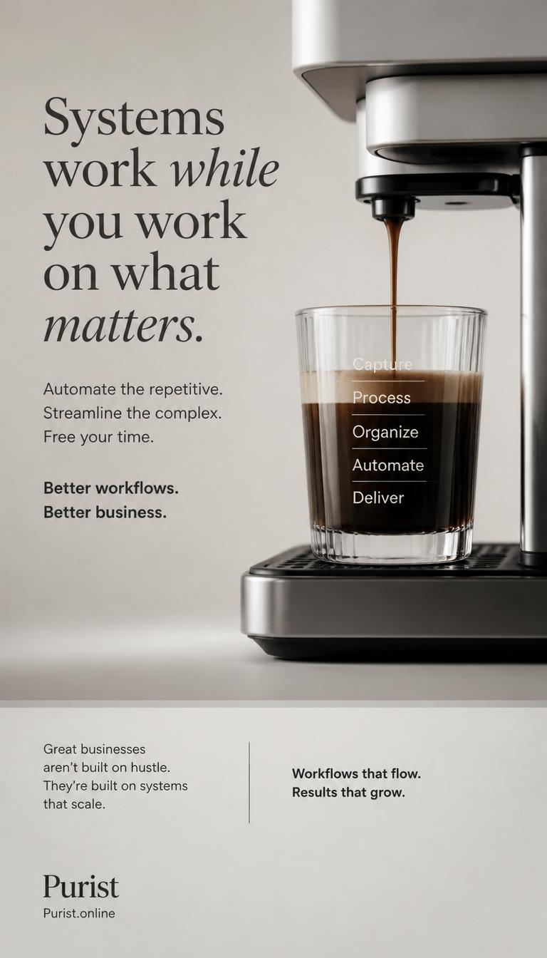 Work happens systems make it flow, Purist smart automation panel with capture process deliver done