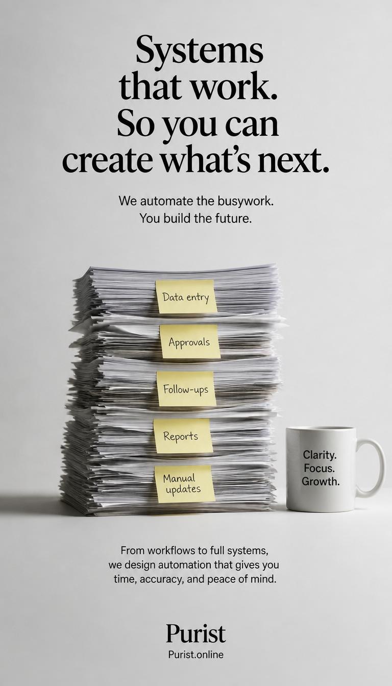 Workflows should work for you, Purist transforms scattered chaos into an organized automated system