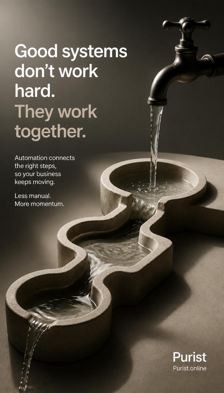 Good systems do not work hard they work together, Purist interconnected automation creates business momentum