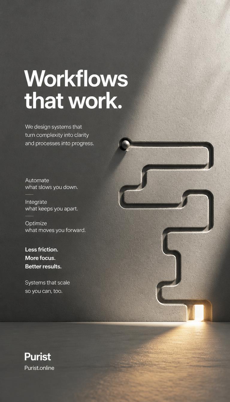 Workflows that work so you can think, Purist automation nurtures business growth step by systematic step