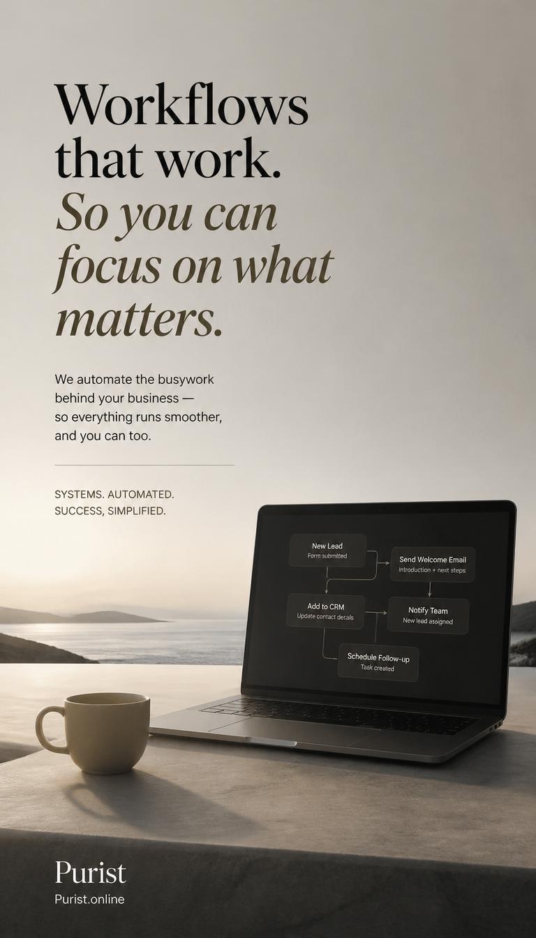 Great systems run quietly, Purist automation works silently in the background so your business runs perfectly