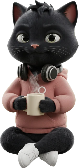 The PURIST cat with a coffee, ready for your 45-minute audit call