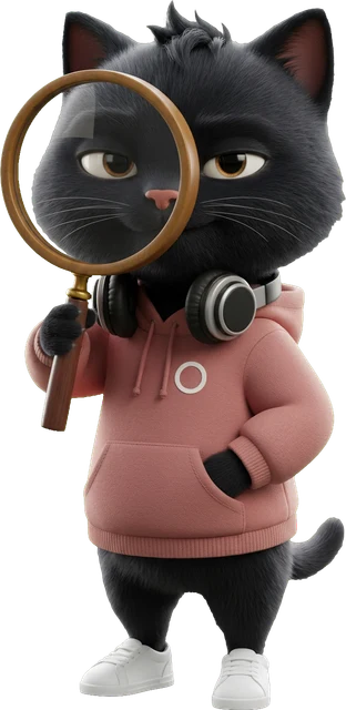 The PURIST cat with a magnifying glass, looking for answers