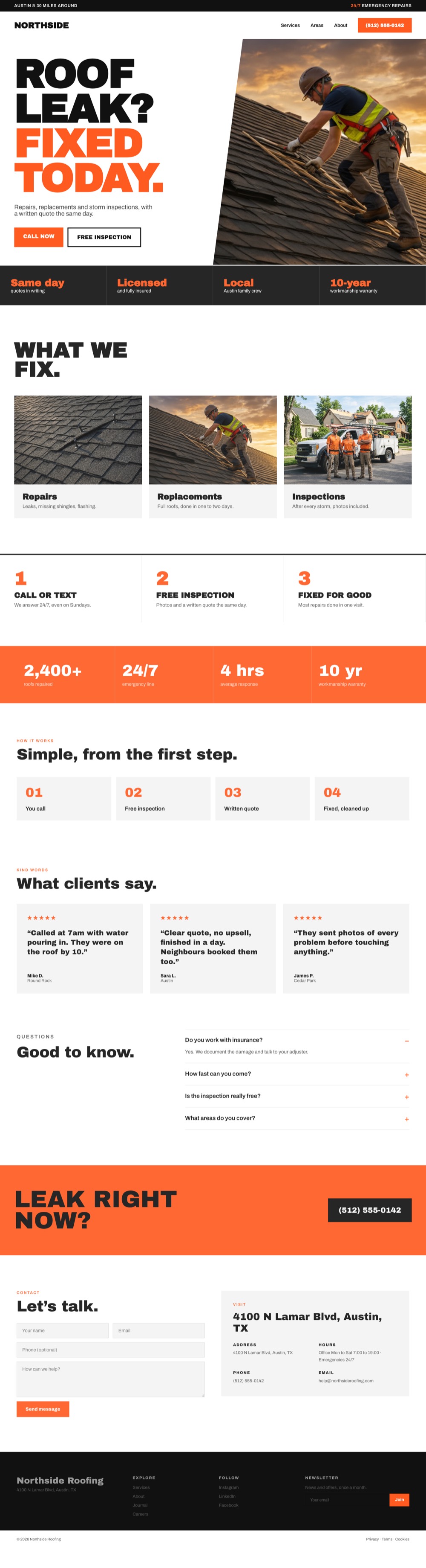 Full homepage of NORTHSIDE, a bold and direct website example